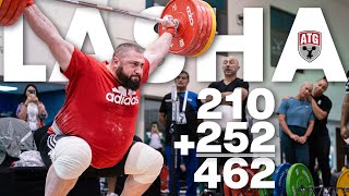 Lasha Talakhadze 210kg Snatch x3 252kg CampJ 462 TOTAL 2023 Worlds [upl. by Castra493]