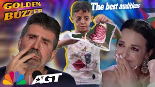 طفل فلسطيني يحصل على الجرس الذهبي بعرض مذهل جعلهم يبكون في برنامج Americas Got Talent [upl. by Sivia]