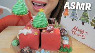 Christmas MOUSSE Cake ASMR Soft Relaxing Eating Sounds  NE Lets Eat [upl. by Jeanie]