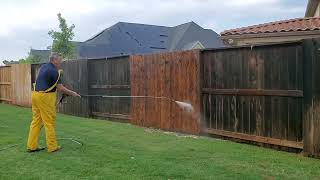 Safe and Thorough Wood Fence Clean  Restoration in Houston Texas [upl. by Nitneuq521]