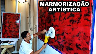 COMO FAZER EFEITO MÁRMORE VERMELHO ARTÍSTICO MARMORIZAÇÃO REALISTA SUVINIL marmore efeito arte [upl. by Perce505]