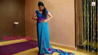 Ultra low waist saree draping style for beginners  Saree draping idea for beginners  Sneha Beauty [upl. by Dewayne]