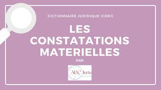 CONSTATATIONS MATERIELLES en droit pénal 🔤 [upl. by Philips]