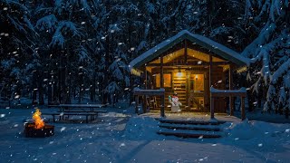 Overnight Winter Snowstorm In Cozy Log Cabin  Winter Wonderland [upl. by Ryann203]