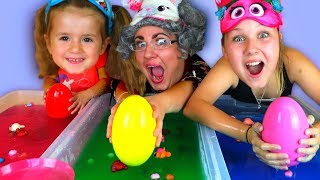 GELLI BAFF SLIME CHALLENGE GAME Greedy Granny LOL Dolls amp Surprise Eggs [upl. by Duaner178]