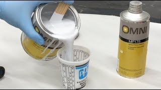 Mixing and Spraying White Omni Epoxy Primer Catalyzed [upl. by Nadbus]