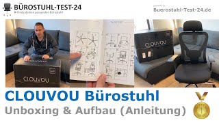 CLOUVOU Bürostuhl Ergonomisch 🥇 Unboxing amp Montage Aufbau Anleitung  Erster Eindruck [upl. by Nutter]