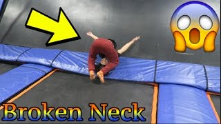 BROKEN NECK AT SKYZONE INSANE TRAMPOLINE FAIL [upl. by Aisatsan]