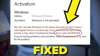 How to Fix The Windows 11 Activation Error 0xc004c003 [upl. by Jacquelin]