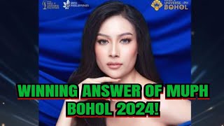 BIANCA GAVIOLA WINNING ANSWER IN MISS UNIVERSE PHILIPPINES BOHOL 2024 [upl. by Ivie301]