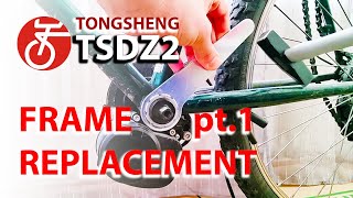 Tongsheng Frame Replacement part 1 Take Apart TSDZ2 Middrive Motor Kit from an old mountainbike [upl. by Korie]