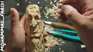 wood carving for beginners whittling wood carver wood spirit art [upl. by Einafit]