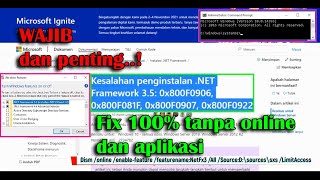 Cara mengatasi NET Framework 35 installation errors 0x800F0906 0x800F081F 0x800F0907 0x800F0922 [upl. by Ordnagela]