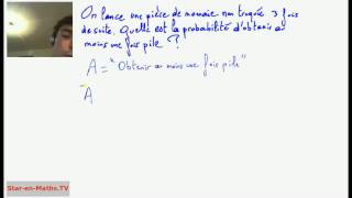 1ère S Probabilité et évènement contraire lancement pièce monnaie [upl. by Assilam]