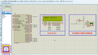 PIC16F877A DS18B20 Sensor  Proteus Simulation [upl. by Allrud684]