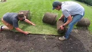 Sod cutting in front yard Classen sc18 [upl. by Leffert]