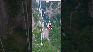 Zhangjiajie Grand Canyon Glass Bridge Bungee Jumping First Person View [upl. by Brandtr]