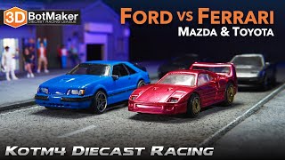 Ferrari vs Ford Mazda amp Toyota KotM4 T26 Modified Diecast Racing [upl. by Einafets]