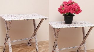 DIY Super Easy Newspaper Table  Diy Easy Newspaper Crafts  DIY Crafts [upl. by Georgina]