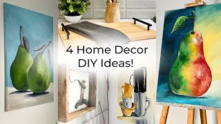 4 Home Decor DIYPebble wall art IKEA hack cutting board easy abstract painting on CanvasASMR diy [upl. by Nek]