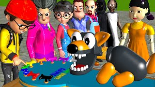 Scary Teacher 3D vs Squid Game Dont Push The Dog Bones 7 Times Challenge Miss T vs 2 Neighbor Loser [upl. by Earb]