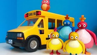 TWIRLYWOOS TOYS School Bus Ride and AMAZING POPUP BOOK [upl. by Ahsinar]