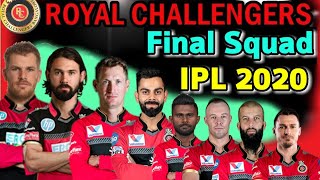 IPL 2020 Royal Challengers Bangalore Full Squad  RCB Final Squad 2020  RCB Players list IPL 2020 [upl. by Standing]