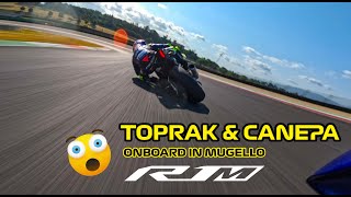 Toprak Razgatlıoğlu amp Canepa onboard in Mugello with the R1M [upl. by Irahk711]