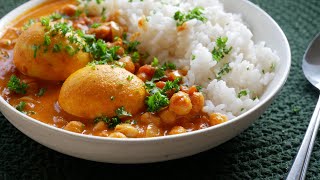 Schnelles Eier Curry 🍛🍛🍛 mit Kichererbsen Rezept  Simple Egg Curry with Chickpeas  ENG SUBS [upl. by Ellenad]