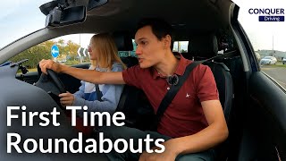 First Time Learning Roundabouts in a Manual Car [upl. by Levey]