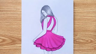 Beautiful Girl Back Side Drawing  Pencil Drawing  Sketching [upl. by Sutherlan192]