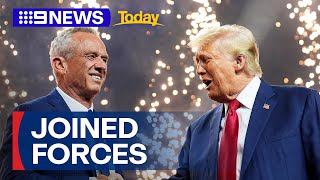 RFK Jr abandons US presidential campaign and backs Trump  9 News Australia [upl. by Skyla]