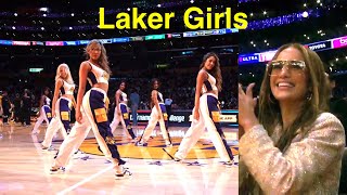 Jennifer Lopez amp Ben Affleck watch the Laker Girls quotJLo Remixquot dance performance 31624 NBA Dancers [upl. by Anatak]