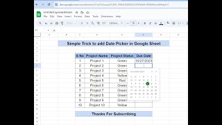 How to Insert  Add a quotCalendar Date Pickerquot in Google Sheet  LearningOasis1527  Google Sheets [upl. by Dilly]