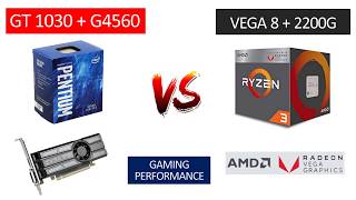 GT 1030  G4560 vs Vega 8 Ryzen 3 2200G  Benchmarks Comparison [upl. by Madelon170]