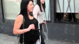 Video  Miranda Cosgrove Leaving Sushi Restaurant On Crutches [upl. by Arriaes]