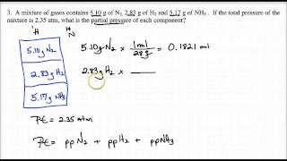 Lecture 21a Daltons Law worksheet questions 13 [upl. by Kermit12]