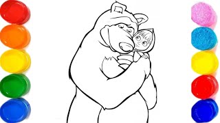 A Cute Masha And BearHow To Colour Cute Masha And Bear 🐻🐻 [upl. by Ylrebmit]