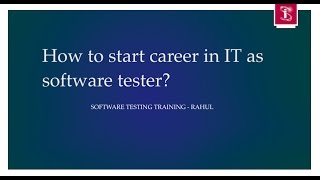 How To Start a Career in IT as Software Tester Software Testing training in Virginia [upl. by Ellener651]