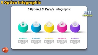 100PowerPoint Template Design5 Option 3D Circle infographic  Free Download [upl. by Kaehpos670]