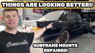 HUGE PROGRESS ON TAYLORS ABANDONED BMW E28 [upl. by Mitzi]