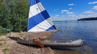 Canoe Sailing Sliding Gunter Grumman Rig 65 Sq Ft [upl. by Kwok764]