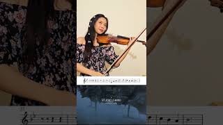 Hows Moving Castle Violin Tutorial with tab and music sheet by Strings n Gayle howlsmovingcastle [upl. by Oikim]