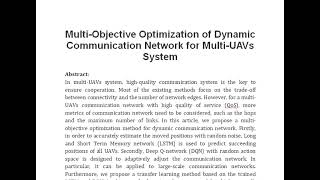 Multi Objective Optimization of Dynamic Communication Network for Multi UAVs System [upl. by Oiramad726]