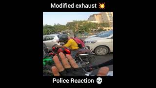 Modified exhaust on police reaction 😱 bikerboydipu shorts [upl. by Anehsuc]