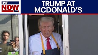 WATCH Trump mans the fries at McDonalds  LiveNOW from FOX [upl. by Hgielac]