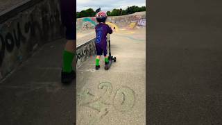 Kids in the skate park riding scooters fun day out with my baby brother [upl. by Eibmab]