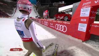 Severin Freund  143 m  Falun 2015  fall [upl. by Weeks553]