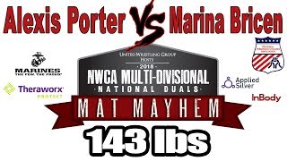 Alexis Porter vs Marina Bricen 143 lbs  WCWA  2018 NWCA Multi Divisional National Duals [upl. by Grazia]