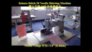 SakuraStitch 28 Needle Single Chainstitch Elastic Thread Shirring Machine [upl. by Ujawernalo]